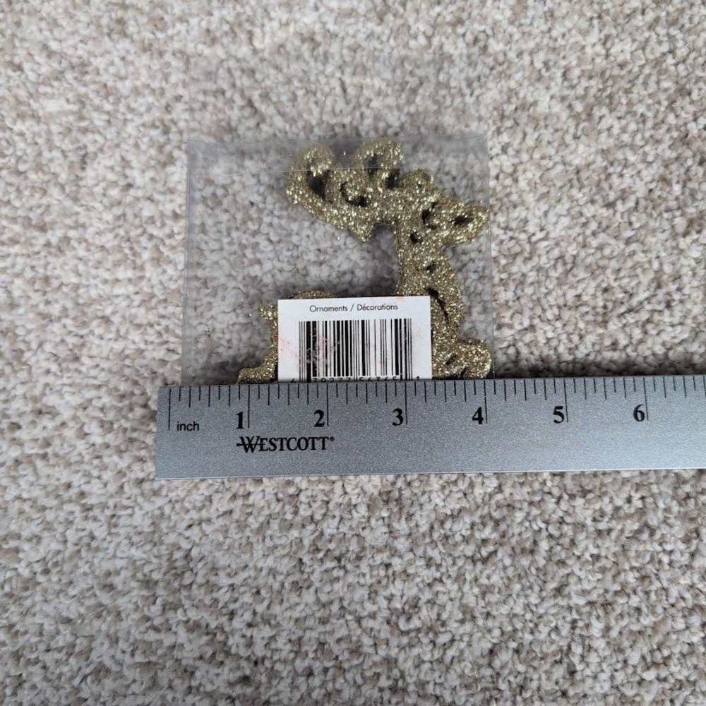 Merry Christmas Glitter Reindeer Ornament Decorations 5pc Set - Picture 4 of 5